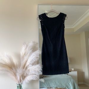 Black, knee length dress